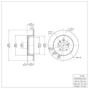 Toyota Highlander Brake Rotor (1) - Rear - R1 Concepts - Plain - `08-`13